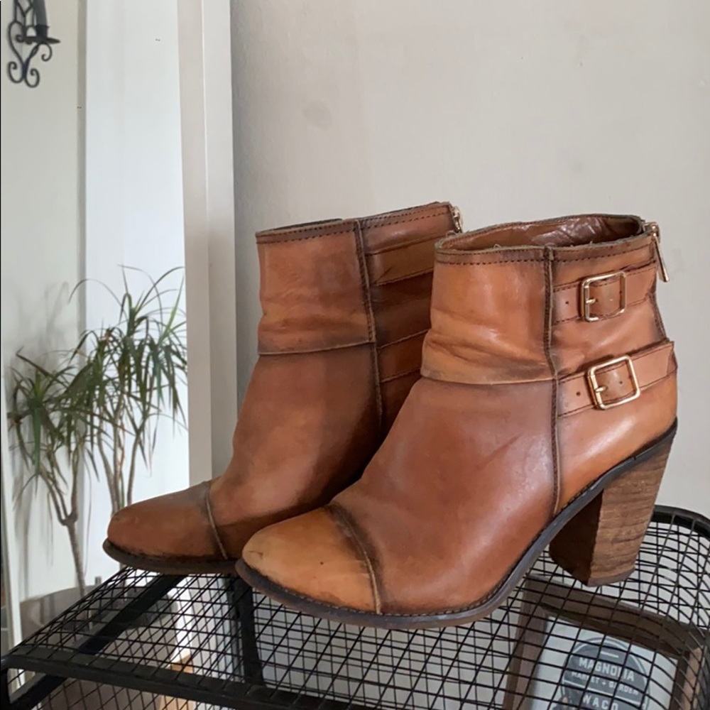 Jessica Simpson Leather Ankle Booties with Buckles